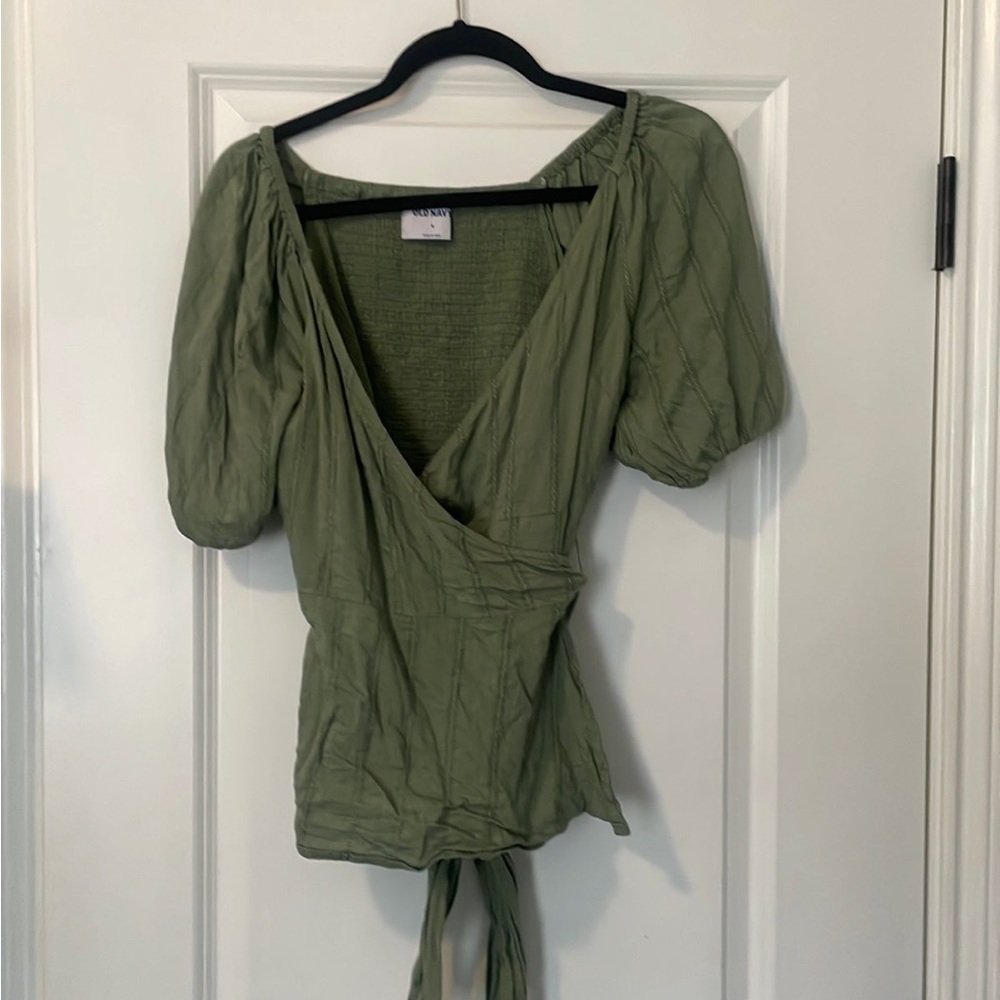 Old Navy Olive Green Wrap Top Size S